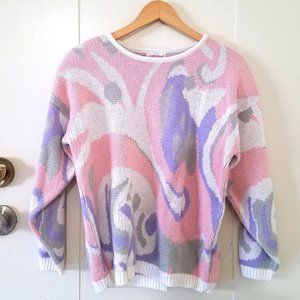 Vintage 90s Pastel Abstract Knit Sweater